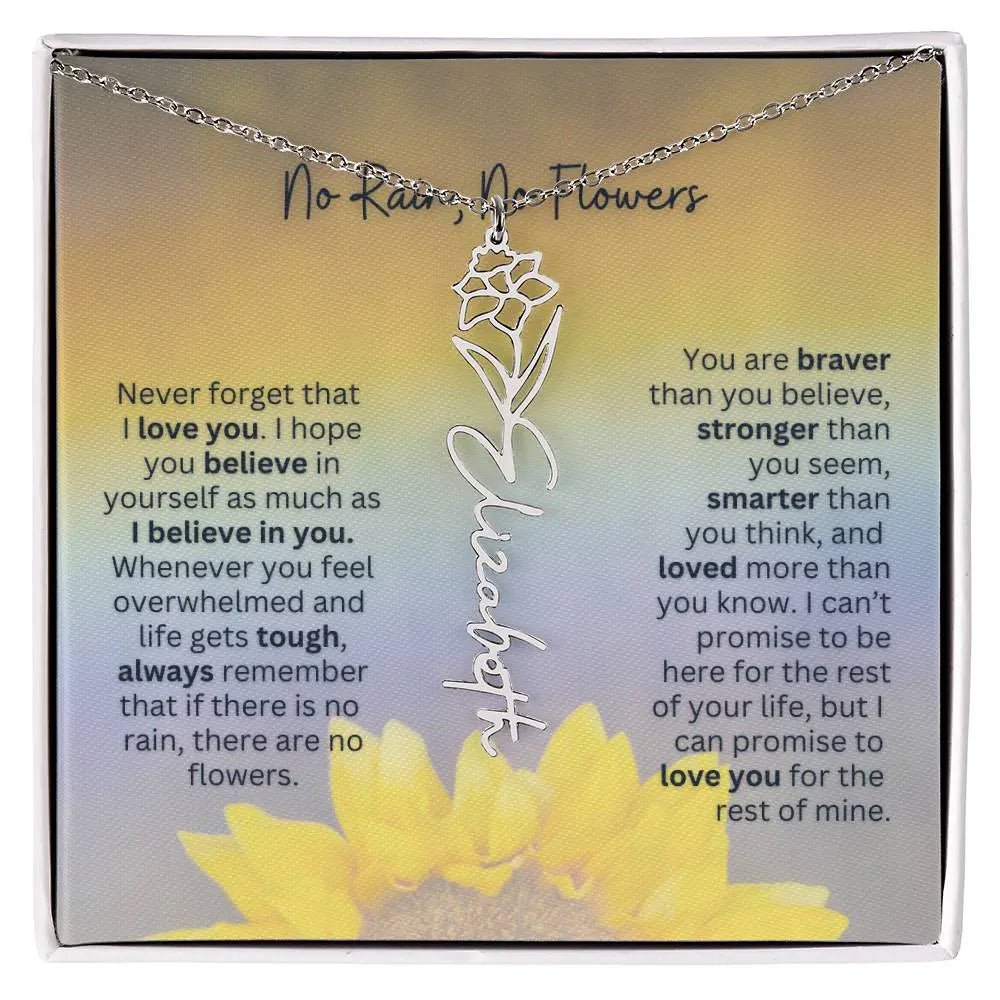 No Rain - No Flowers | Birth Necklace | Name Necklace | Jewelry for All Special Women: Wife, Soulmate, Daughter - Ever Trendy Essentials