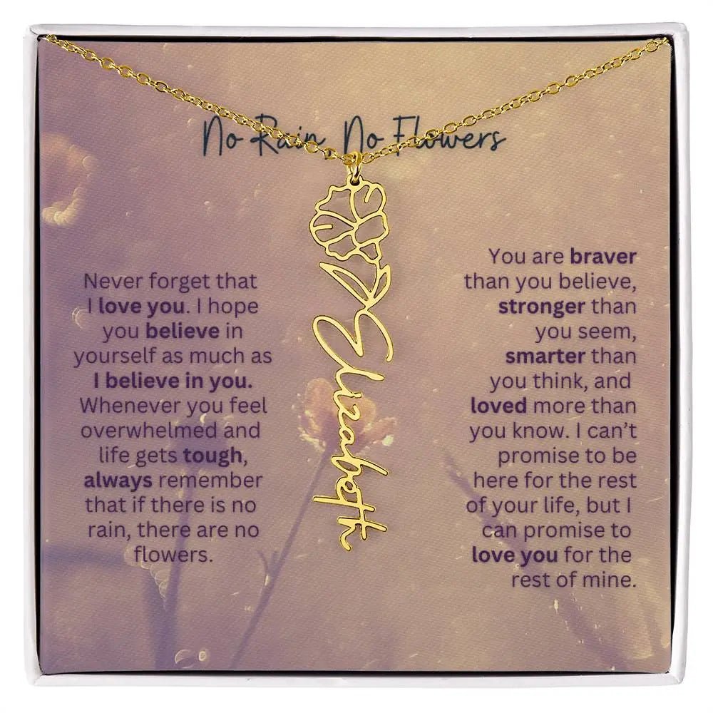 No Rain - No Flowers | Birth Necklace | Name Necklace | Jewelry Gift for Every Special Woman: Mom, Wife, Daughter, and Soulmate - Ever Trendy Essentials