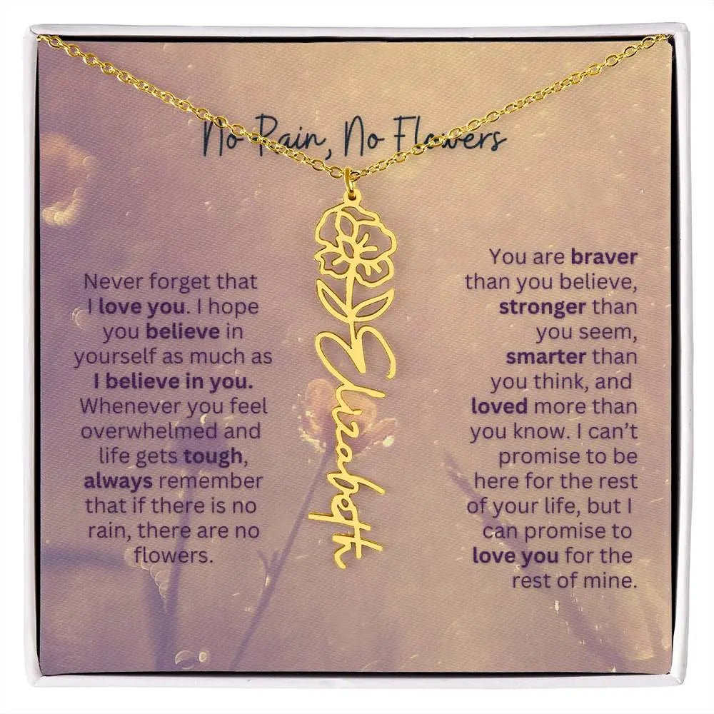 No Rain - No Flowers | Birth Necklace | Name Necklace | Jewelry Gift for Every Special Woman: Mom, Wife, Daughter, and Soulmate - Ever Trendy Essentials