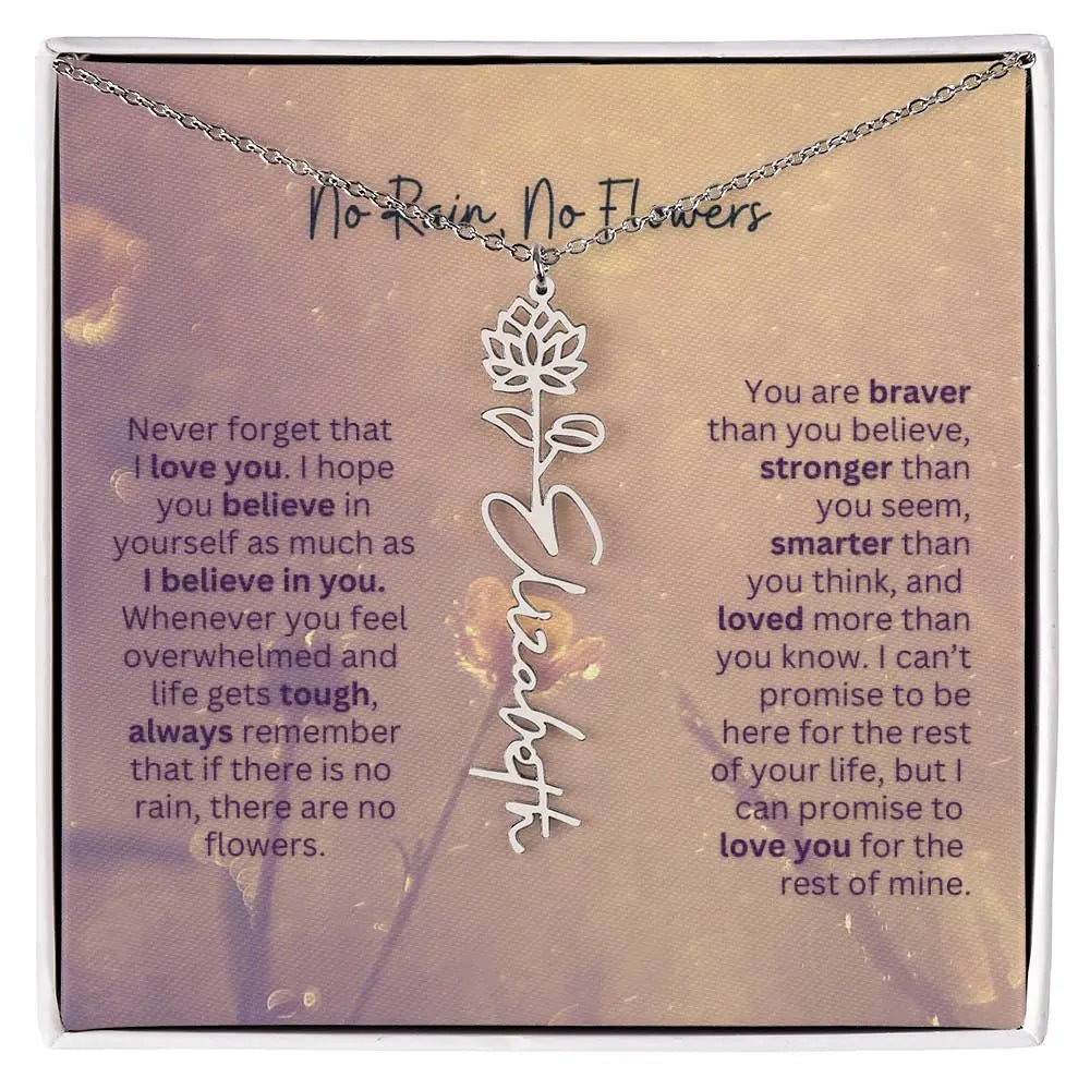 No Rain - No Flowers | Birth Necklace | Name Necklace | Jewelry Gift for Every Special Woman: Mom, Wife, Daughter, and Soulmate - Ever Trendy Essentials