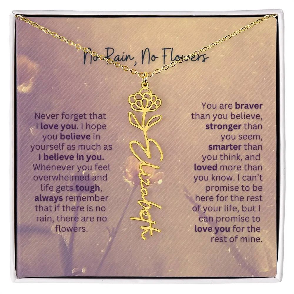 No Rain - No Flowers | Birth Necklace | Name Necklace | Jewelry Gift for Every Special Woman: Mom, Wife, Daughter, and Soulmate - Ever Trendy Essentials
