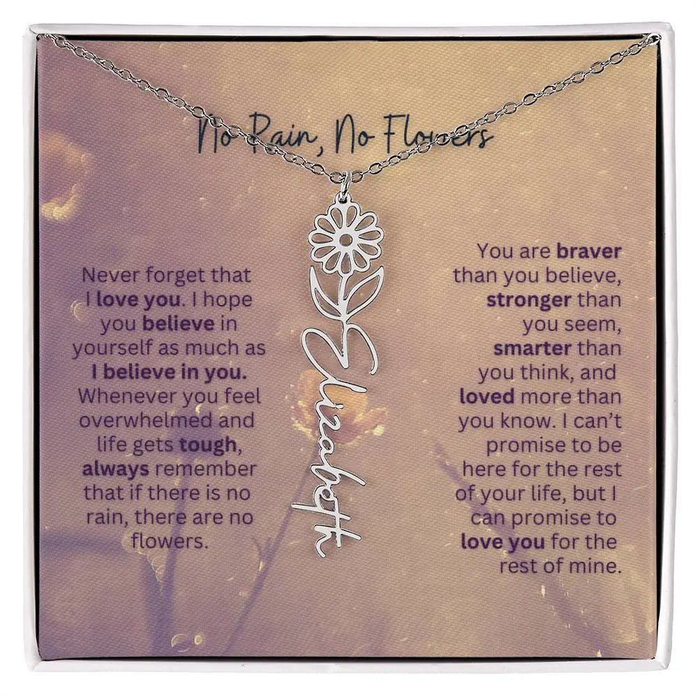 No Rain - No Flowers | Birth Necklace | Name Necklace | Jewelry Gift for Every Special Woman: Mom, Wife, Daughter, and Soulmate - Ever Trendy Essentials