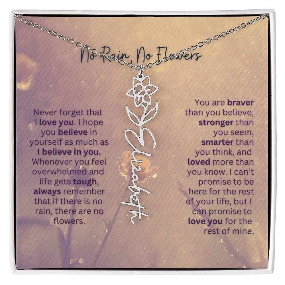 No Rain - No Flowers | Birth Necklace | Name Necklace | Jewelry Gift for Every Special Woman: Mom, Wife, Daughter, and Soulmate - Ever Trendy Essentials