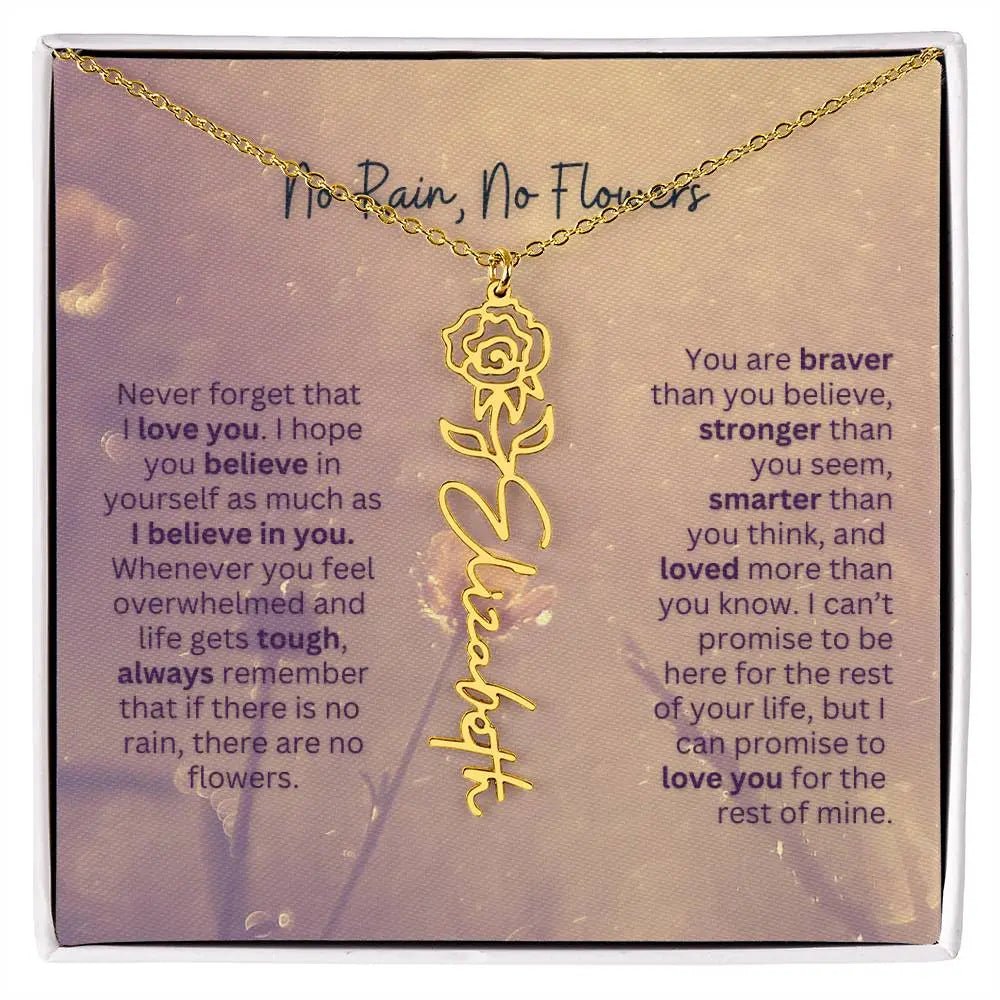 No Rain - No Flowers | Birth Necklace | Name Necklace | Jewelry Gift for Every Special Woman: Mom, Wife, Daughter, and Soulmate - Ever Trendy Essentials