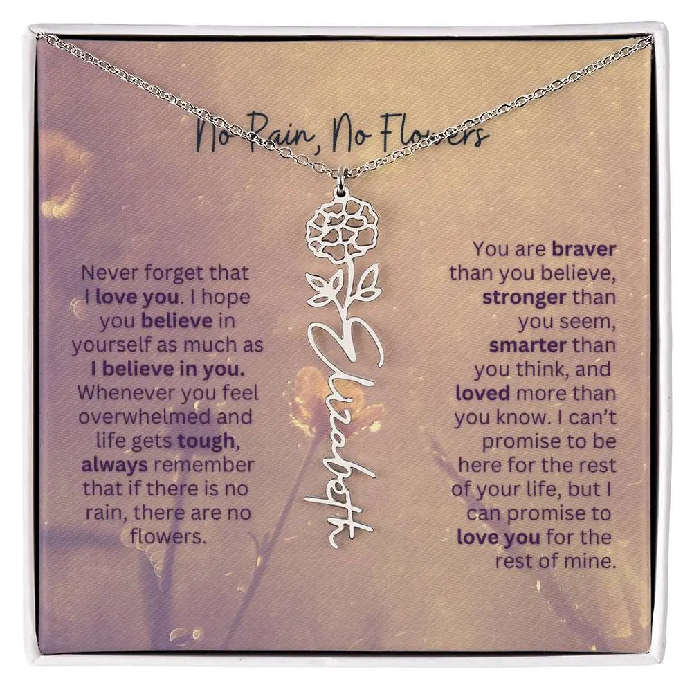 No Rain - No Flowers | Birth Necklace | Name Necklace | Jewelry Gift for Every Special Woman: Mom, Wife, Daughter, and Soulmate - Ever Trendy Essentials