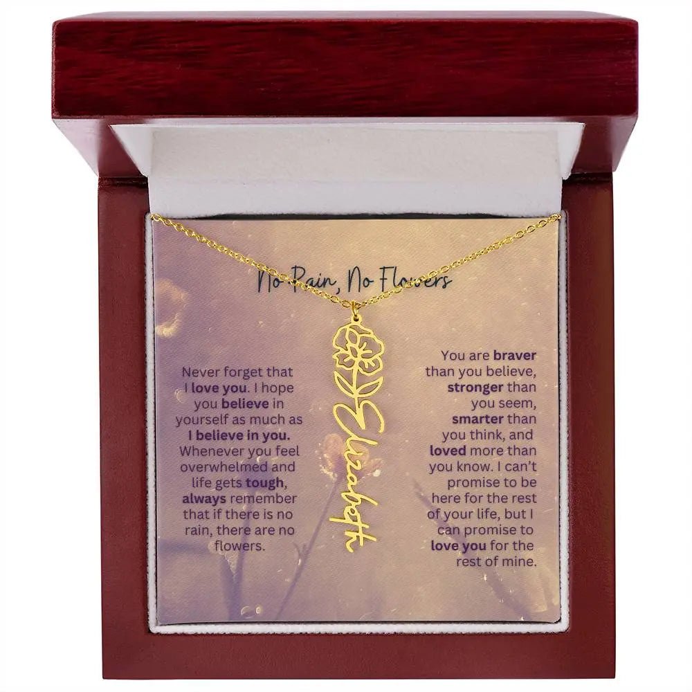 No Rain - No Flowers | Birth Necklace | Name Necklace | Jewelry Gift for Every Special Woman: Mom, Wife, Daughter, and Soulmate - Ever Trendy Essentials