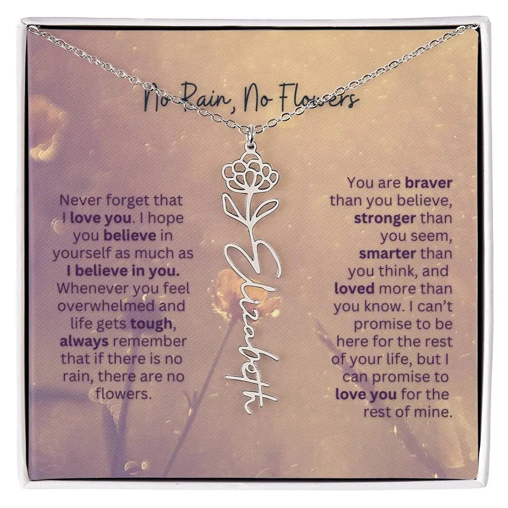 No Rain - No Flowers | Birth Necklace | Name Necklace | Jewelry Gift for Every Special Woman: Mom, Wife, Daughter, and Soulmate - Ever Trendy Essentials