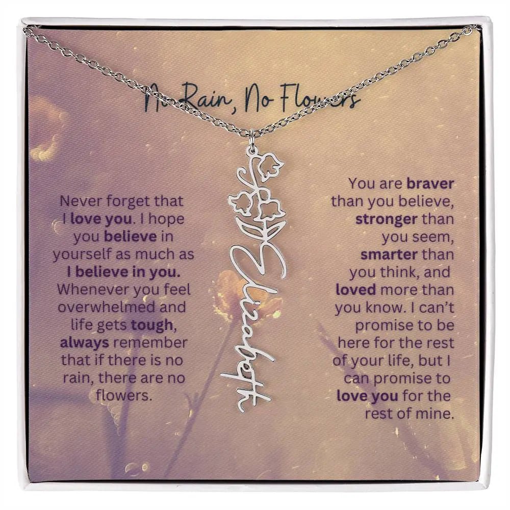 No Rain - No Flowers | Birth Necklace | Name Necklace | Jewelry Gift for Every Special Woman: Mom, Wife, Daughter, and Soulmate - Ever Trendy Essentials