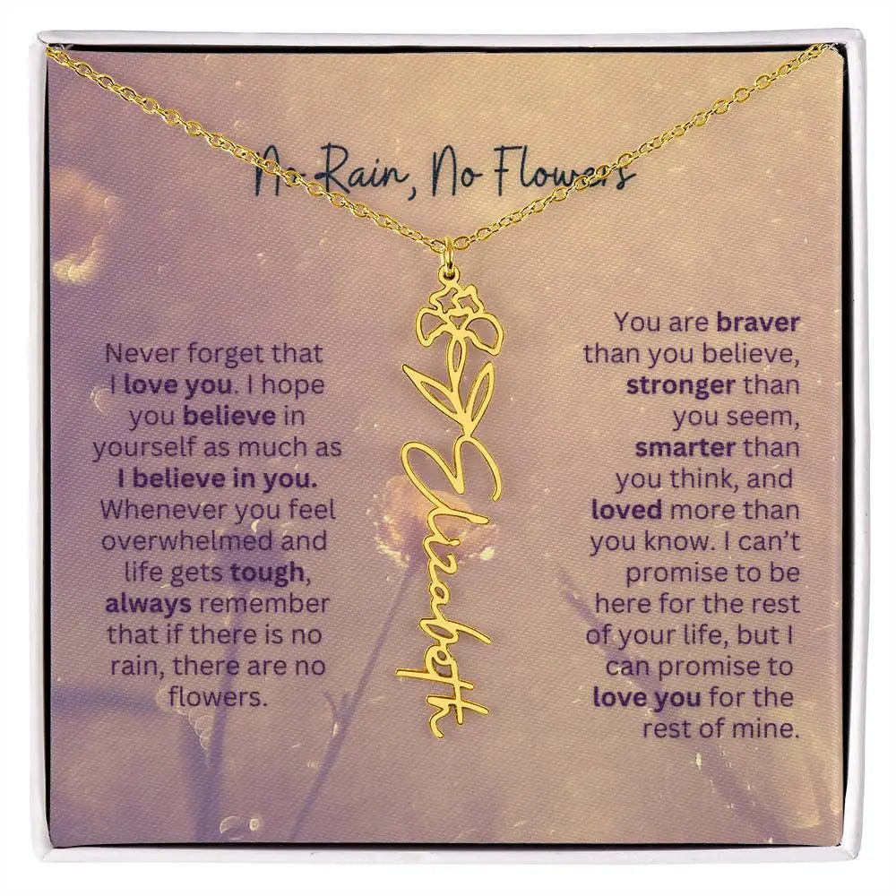 No Rain - No Flowers | Birth Necklace | Name Necklace | Jewelry Gift for Every Special Woman: Mom, Wife, Daughter, and Soulmate - Ever Trendy Essentials