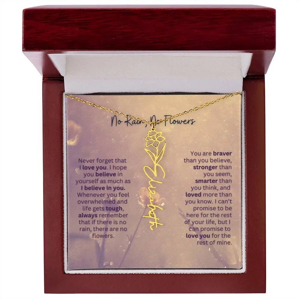 No Rain - No Flowers | Birth Necklace | Name Necklace | Jewelry Gift for Every Special Woman: Mom, Wife, Daughter, and Soulmate - Ever Trendy Essentials