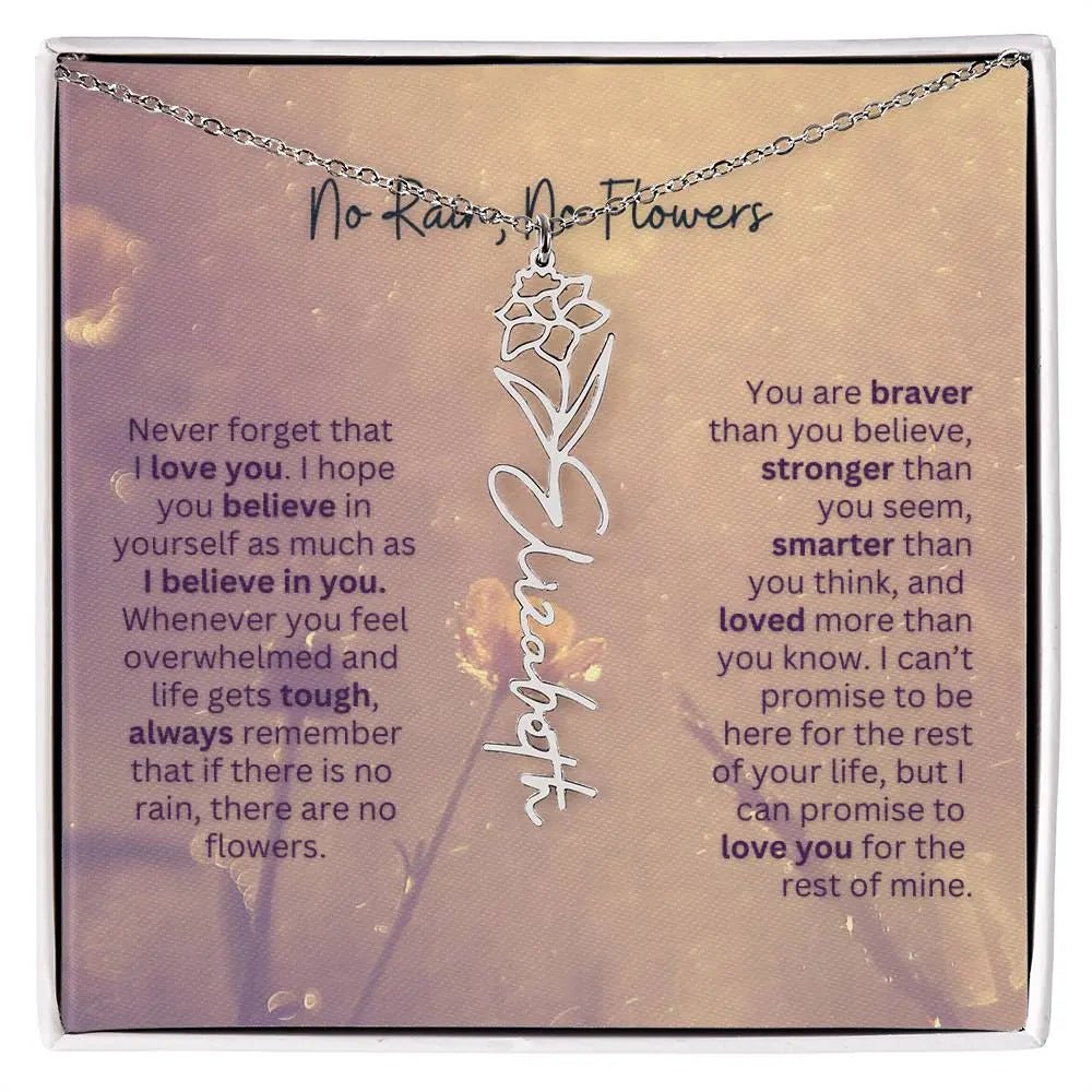 No Rain - No Flowers | Birth Necklace | Name Necklace | Jewelry Gift for Every Special Woman: Mom, Wife, Daughter, and Soulmate - Ever Trendy Essentials