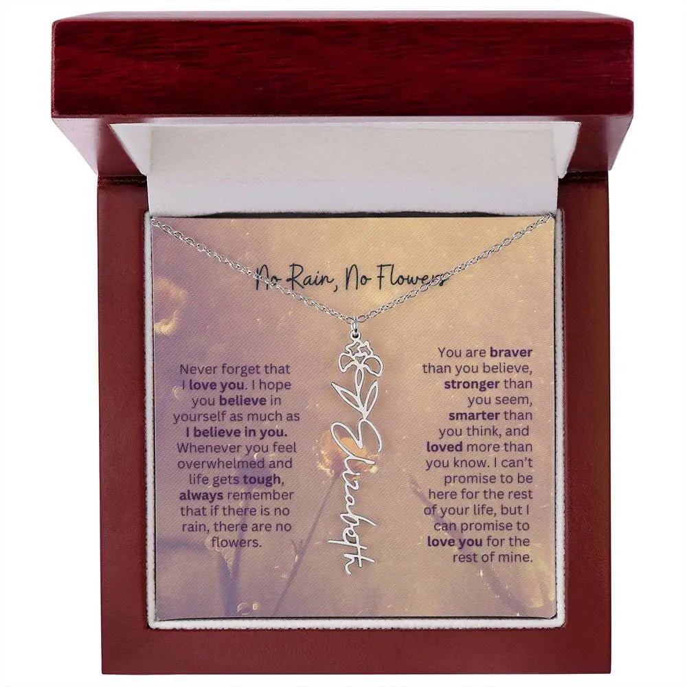 No Rain - No Flowers | Birth Necklace | Name Necklace | Jewelry Gift for Every Special Woman: Mom, Wife, Daughter, and Soulmate - Ever Trendy Essentials