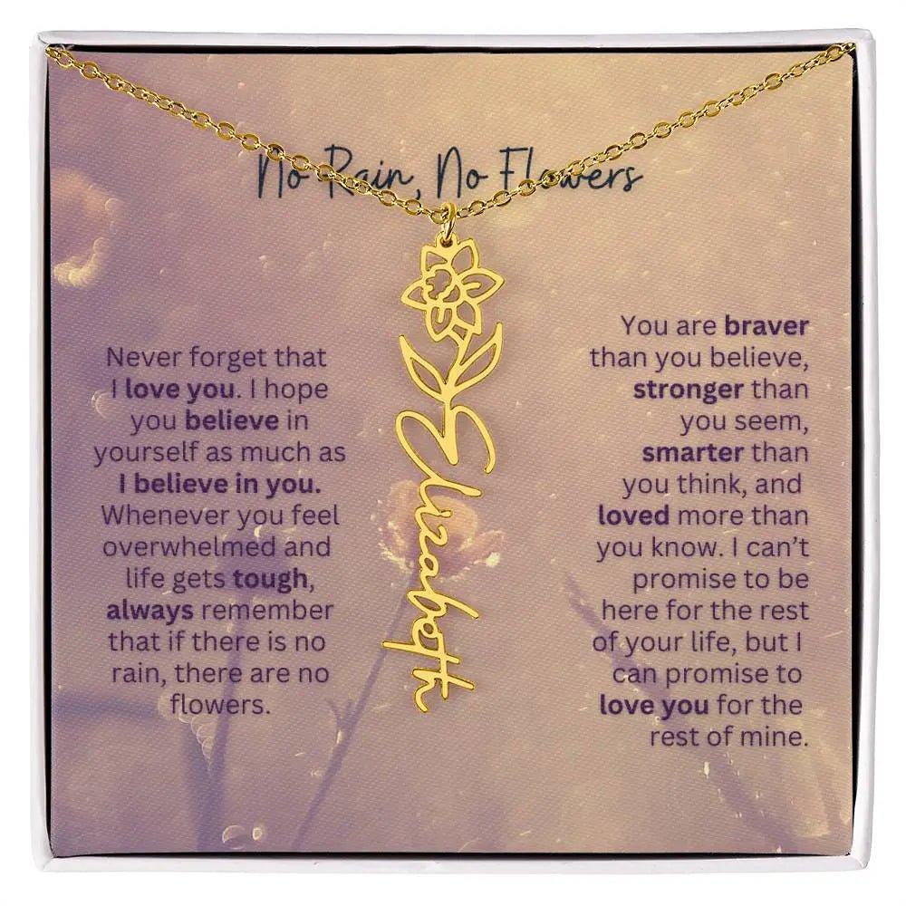 No Rain - No Flowers | Birth Necklace | Name Necklace | Jewelry Gift for Every Special Woman: Mom, Wife, Daughter, and Soulmate - Ever Trendy Essentials