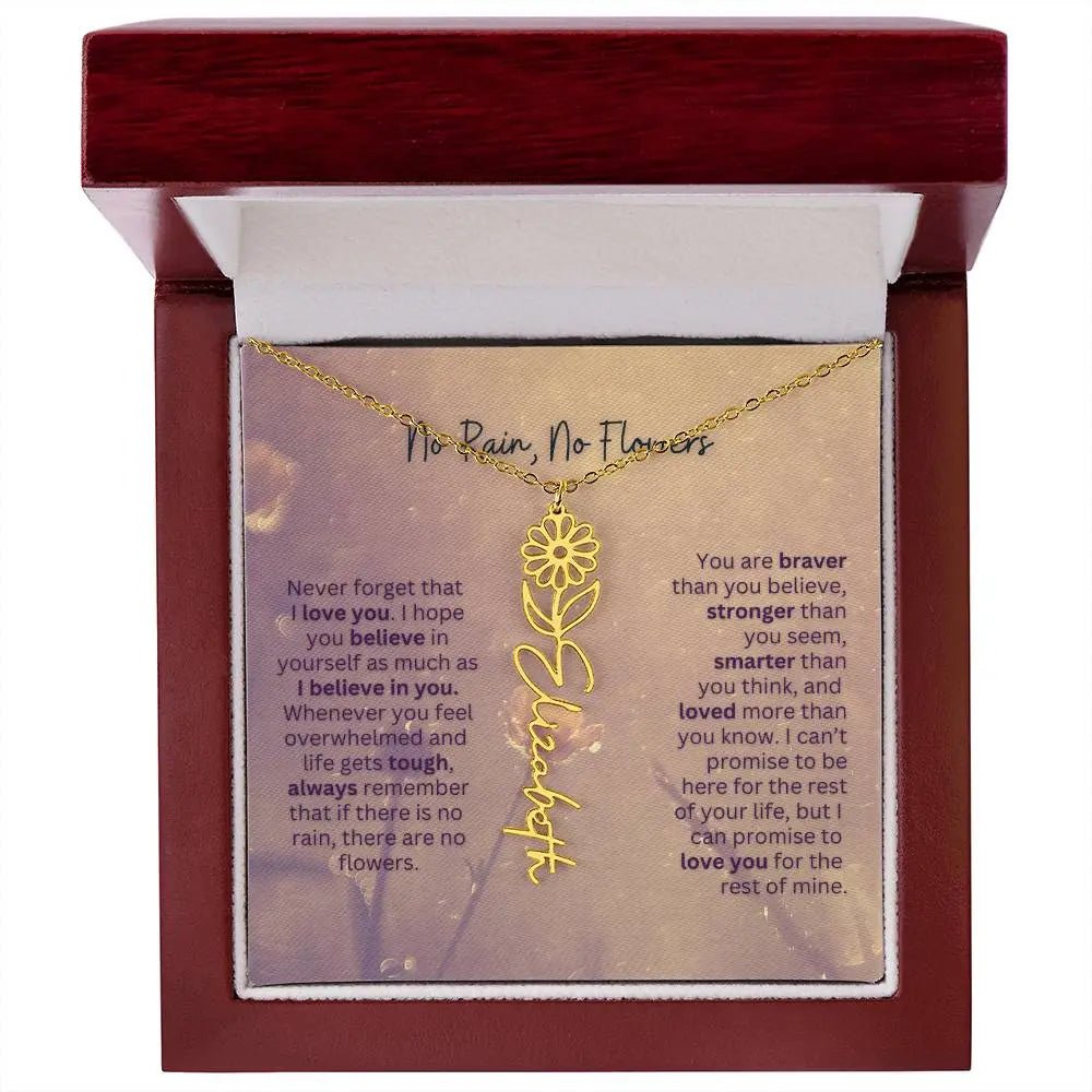 No Rain - No Flowers | Birth Necklace | Name Necklace | Jewelry Gift for Every Special Woman: Mom, Wife, Daughter, and Soulmate - Ever Trendy Essentials