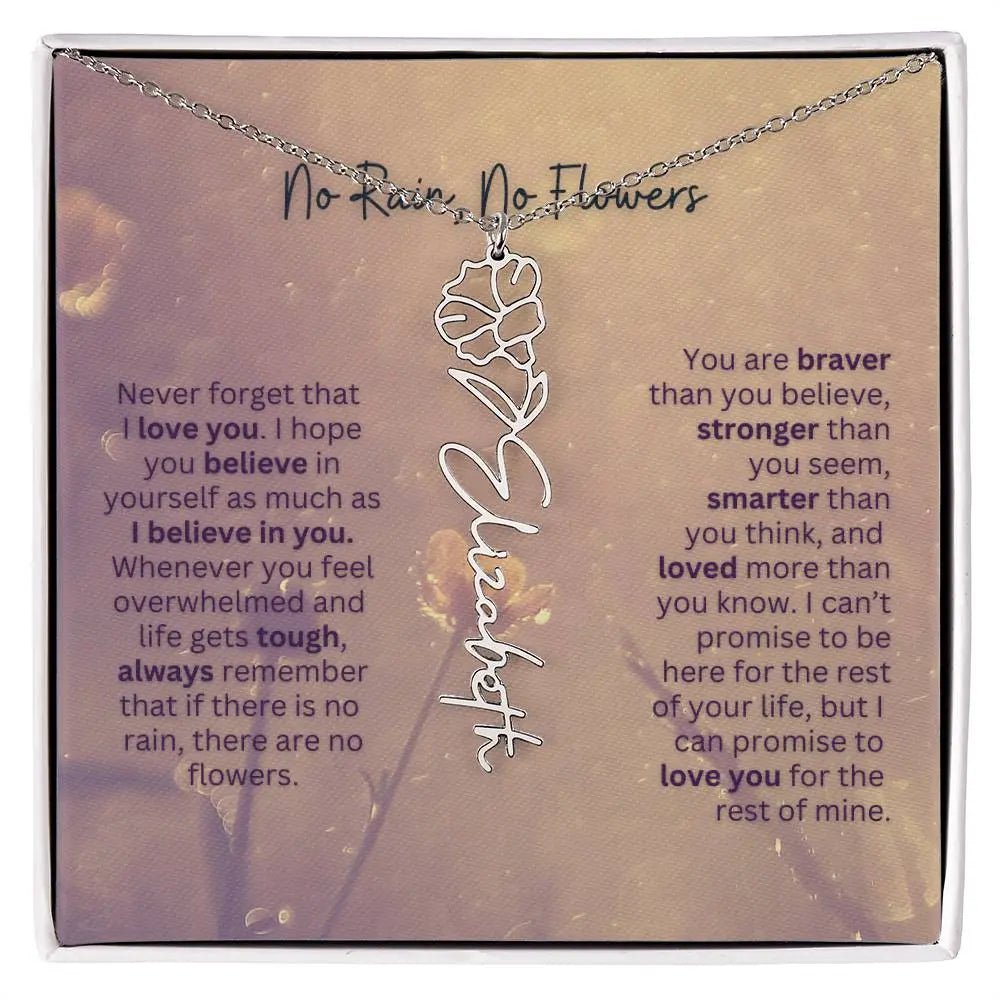 No Rain - No Flowers | Birth Necklace | Name Necklace | Jewelry Gift for Every Special Woman: Mom, Wife, Daughter, and Soulmate - Ever Trendy Essentials