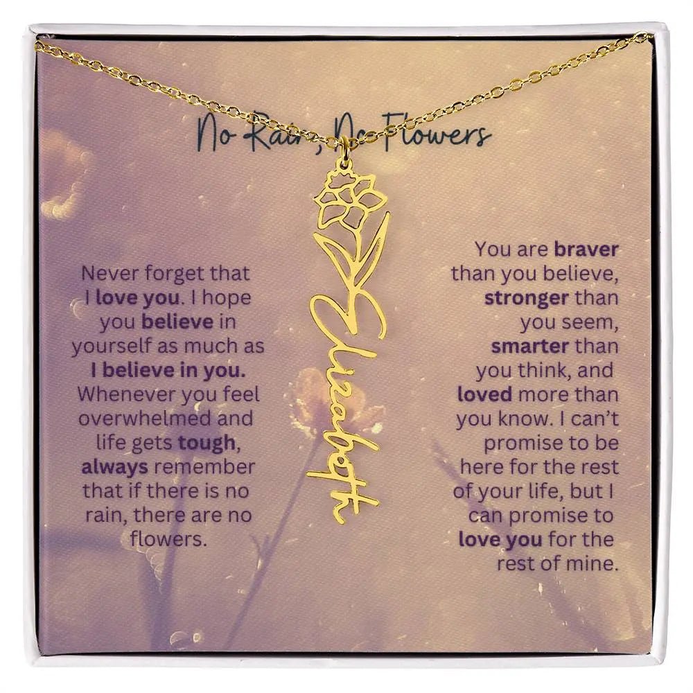No Rain - No Flowers | Birth Necklace | Name Necklace | Jewelry Gift for Every Special Woman: Mom, Wife, Daughter, and Soulmate - Ever Trendy Essentials