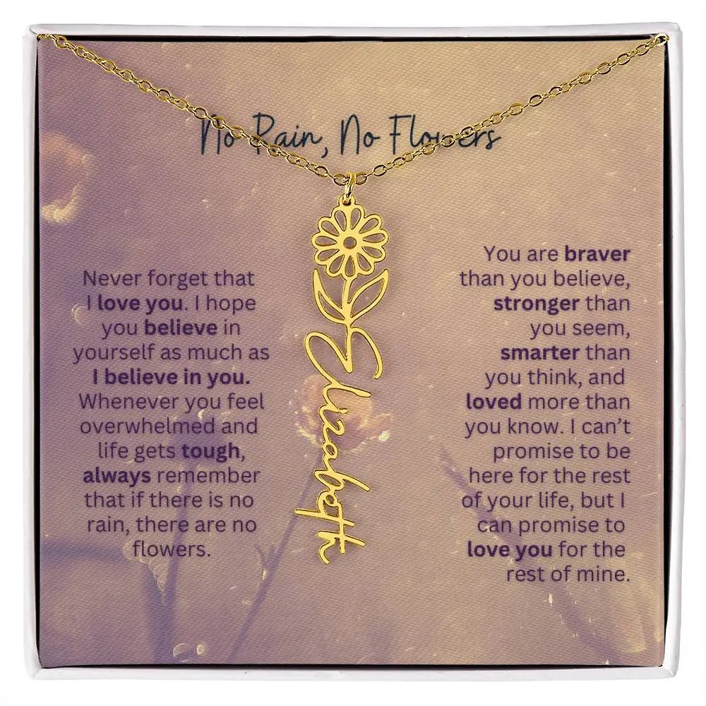 No Rain - No Flowers | Birth Necklace | Name Necklace | Jewelry Gift for Every Special Woman: Mom, Wife, Daughter, and Soulmate - Ever Trendy Essentials