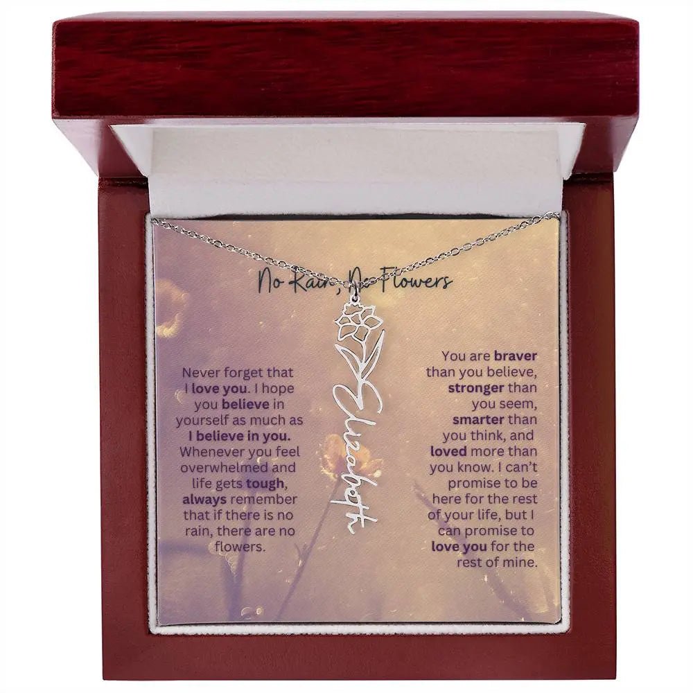 No Rain - No Flowers | Birth Necklace | Name Necklace | Jewelry Gift for Every Special Woman: Mom, Wife, Daughter, and Soulmate - Ever Trendy Essentials