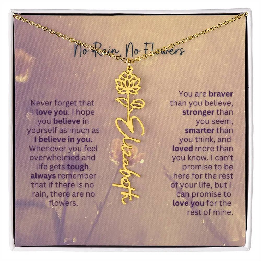 No Rain - No Flowers | Birth Necklace | Name Necklace | Jewelry Gift for Every Special Woman: Mom, Wife, Daughter, and Soulmate - Ever Trendy Essentials