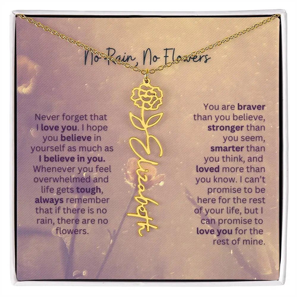 No Rain - No Flowers | Birth Necklace | Name Necklace | Jewelry Gift for Every Special Woman: Mom, Wife, Daughter, and Soulmate - Ever Trendy Essentials