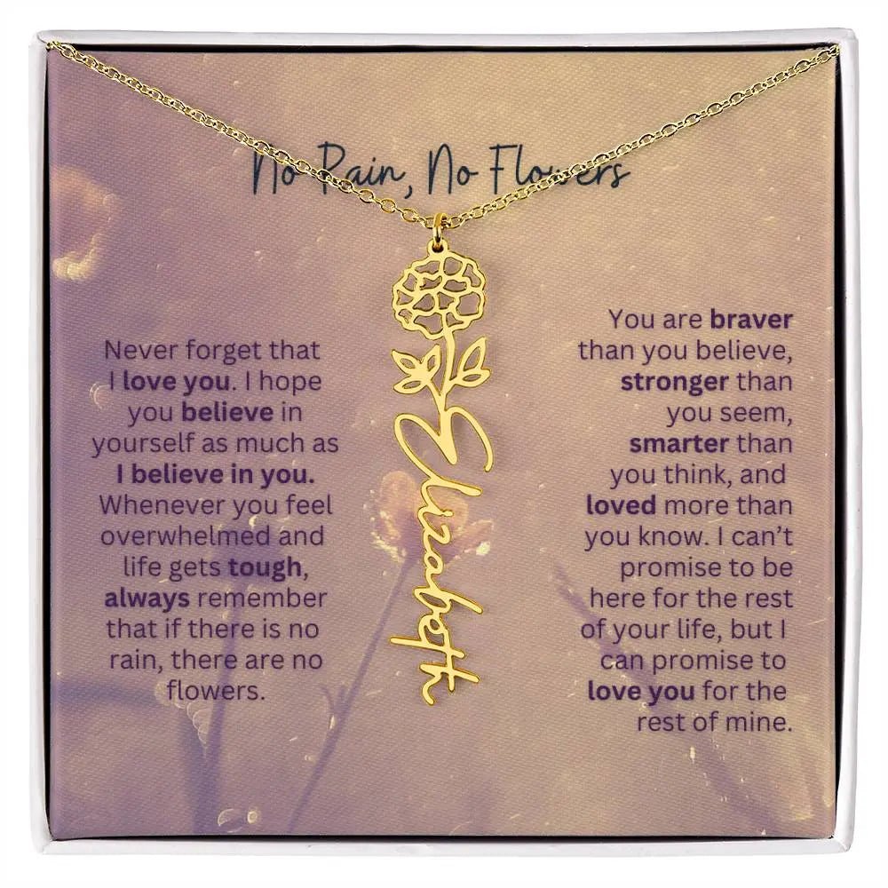 No Rain - No Flowers | Birth Necklace | Name Necklace | Jewelry Gift for Every Special Woman: Mom, Wife, Daughter, and Soulmate - Ever Trendy Essentials