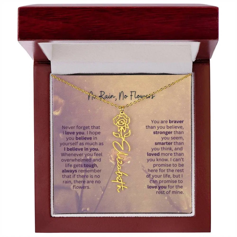 No Rain - No Flowers | Birth Necklace | Name Necklace | Jewelry Gift for Every Special Woman: Mom, Wife, Daughter, and Soulmate - Ever Trendy Essentials