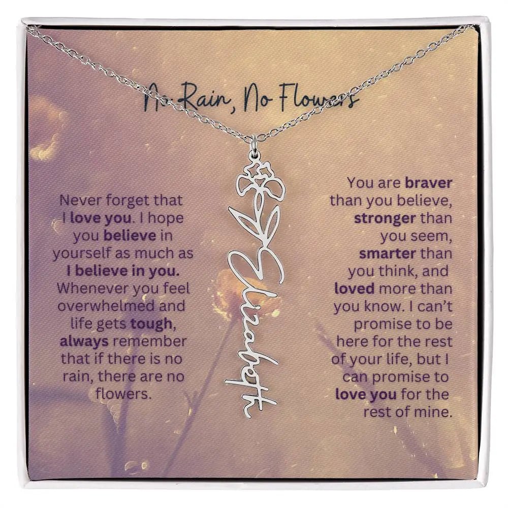 No Rain - No Flowers | Birth Necklace | Name Necklace | Jewelry Gift for Every Special Woman: Mom, Wife, Daughter, and Soulmate - Ever Trendy Essentials