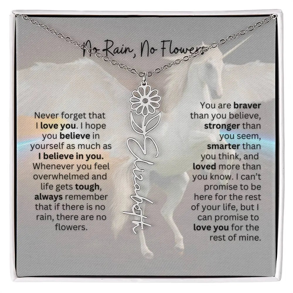 No Rain - No Flowers | Birth Necklace | Name Necklace | Magical Unicorn - Themed Personalized Gift for Daughter, Sister, and Best Friend - Ever Trendy Essentials