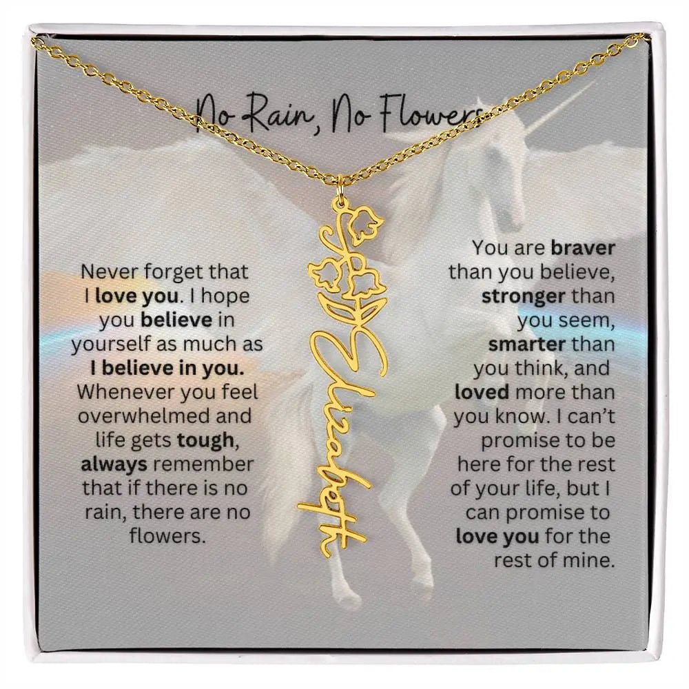 No Rain - No Flowers | Birth Necklace | Name Necklace | Magical Unicorn - Themed Personalized Gift for Daughter, Sister, and Best Friend - Ever Trendy Essentials