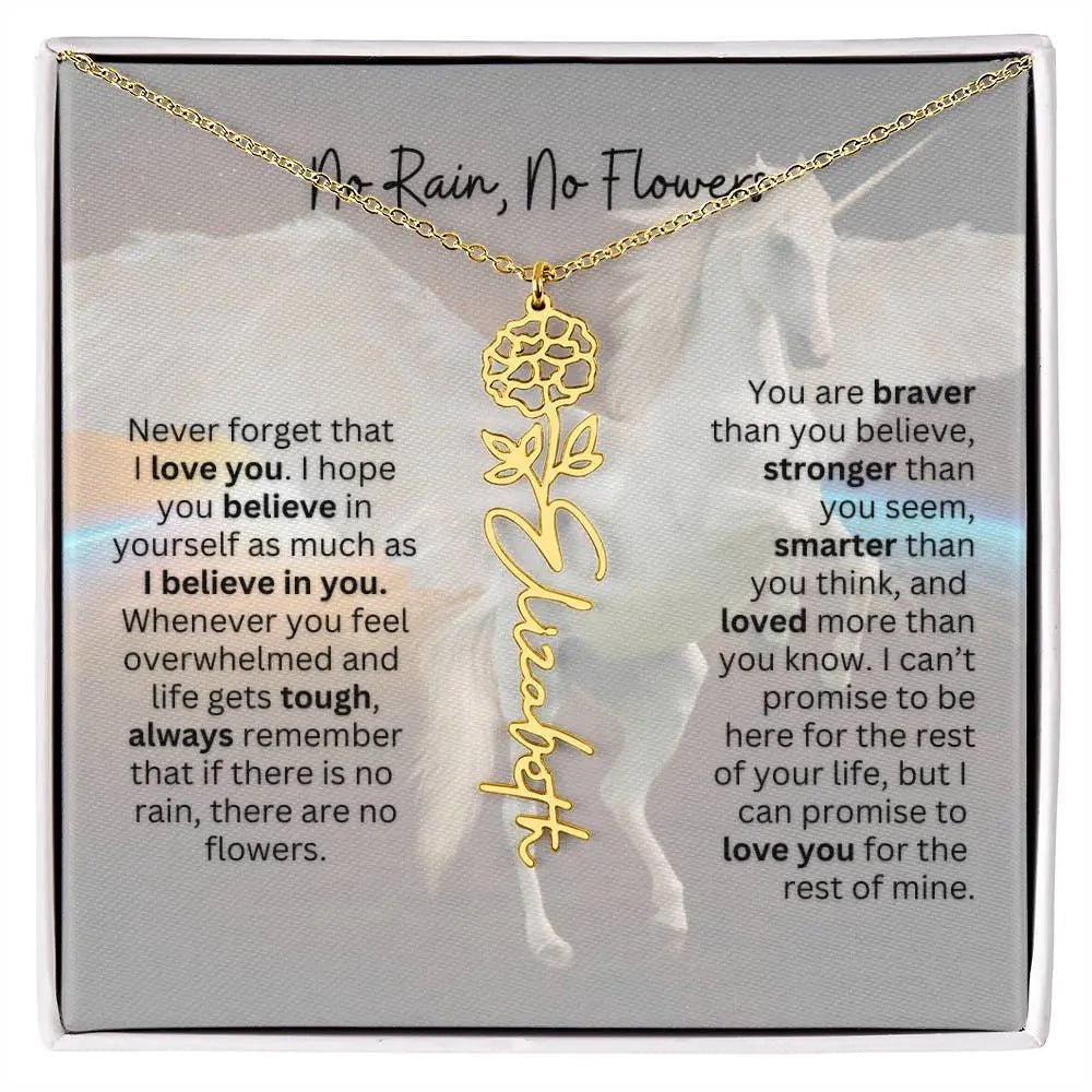 No Rain - No Flowers | Birth Necklace | Name Necklace | Magical Unicorn - Themed Personalized Gift for Daughter, Sister, and Best Friend - Ever Trendy Essentials