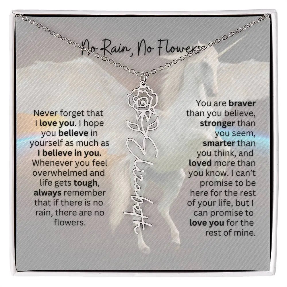 No Rain - No Flowers | Birth Necklace | Name Necklace | Magical Unicorn - Themed Personalized Gift for Daughter, Sister, and Best Friend - Ever Trendy Essentials