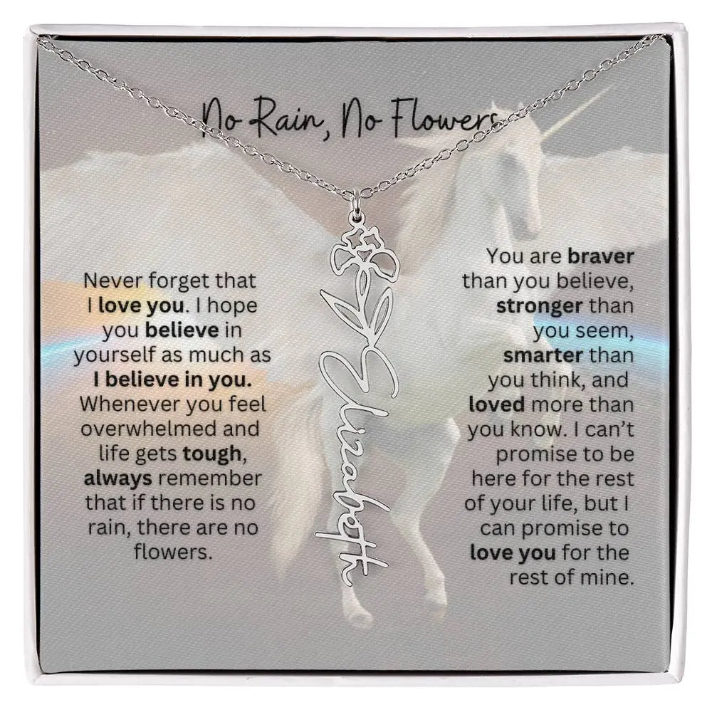 No Rain - No Flowers | Birth Necklace | Name Necklace | Magical Unicorn - Themed Personalized Gift for Daughter, Sister, and Best Friend - Ever Trendy Essentials