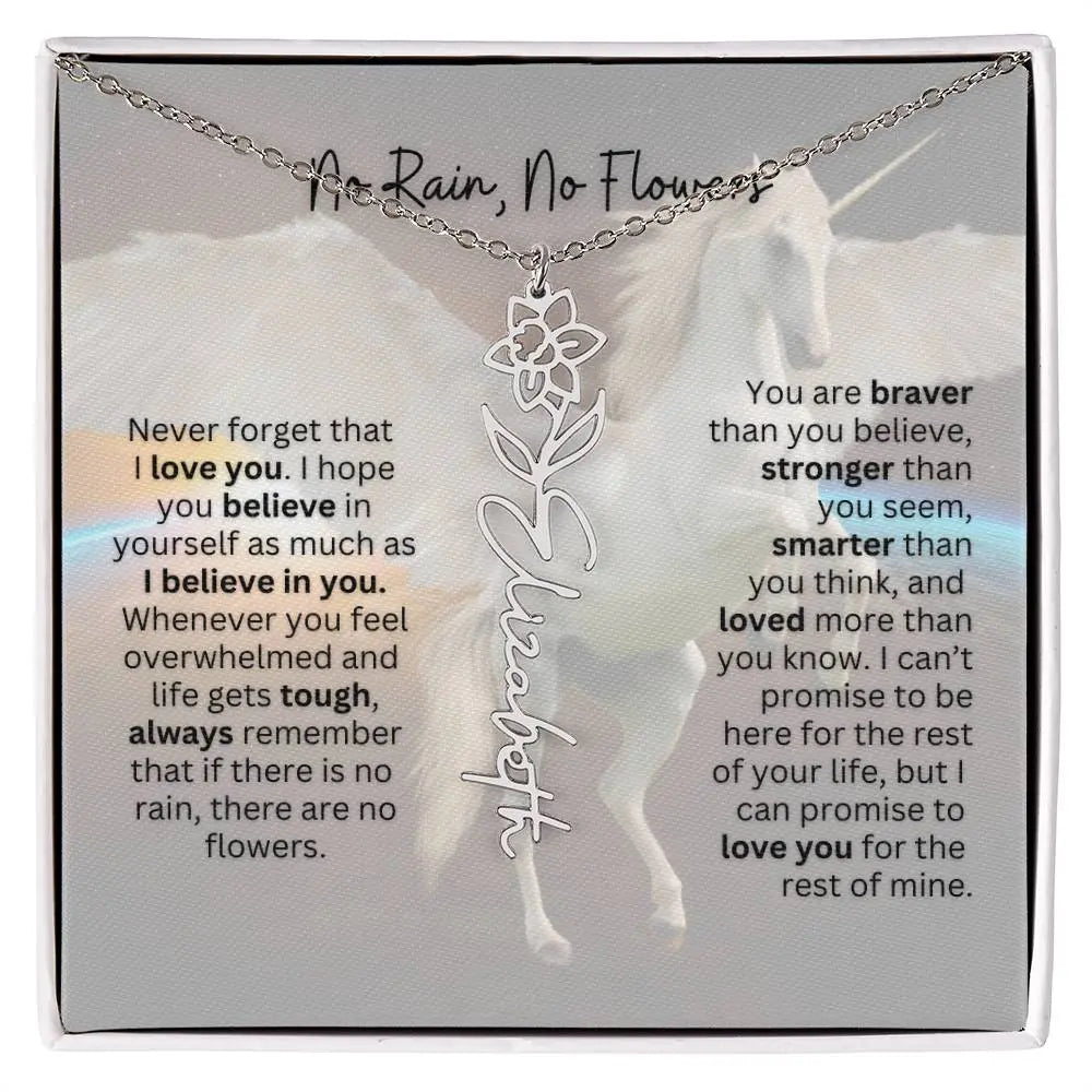 No Rain - No Flowers | Birth Necklace | Name Necklace | Magical Unicorn - Themed Personalized Gift for Daughter, Sister, and Best Friend - Ever Trendy Essentials