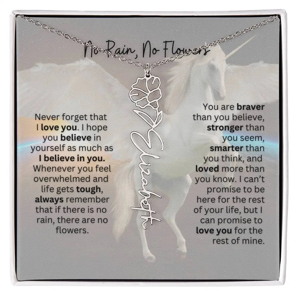 No Rain - No Flowers | Birth Necklace | Name Necklace | Magical Unicorn - Themed Personalized Gift for Daughter, Sister, and Best Friend - Ever Trendy Essentials