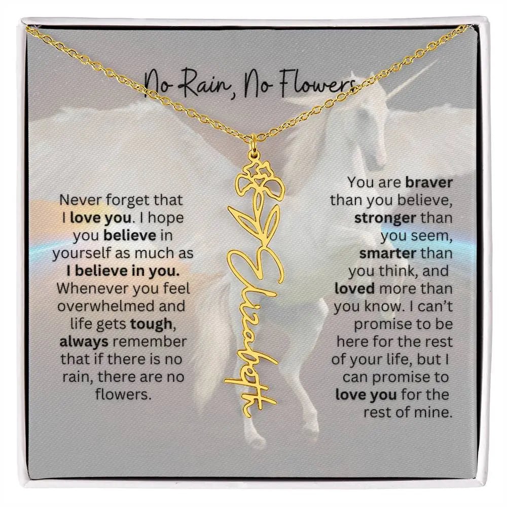 No Rain - No Flowers | Birth Necklace | Name Necklace | Magical Unicorn - Themed Personalized Gift for Daughter, Sister, and Best Friend - Ever Trendy Essentials