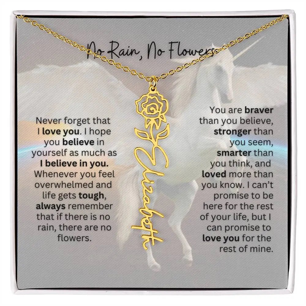 No Rain - No Flowers | Birth Necklace | Name Necklace | Magical Unicorn - Themed Personalized Gift for Daughter, Sister, and Best Friend - Ever Trendy Essentials