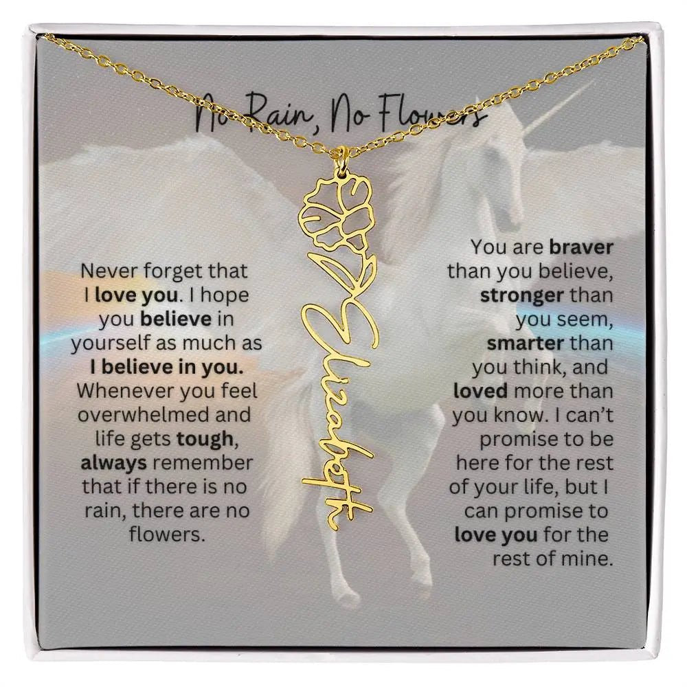 No Rain - No Flowers | Birth Necklace | Name Necklace | Magical Unicorn - Themed Personalized Gift for Daughter, Sister, and Best Friend - Ever Trendy Essentials
