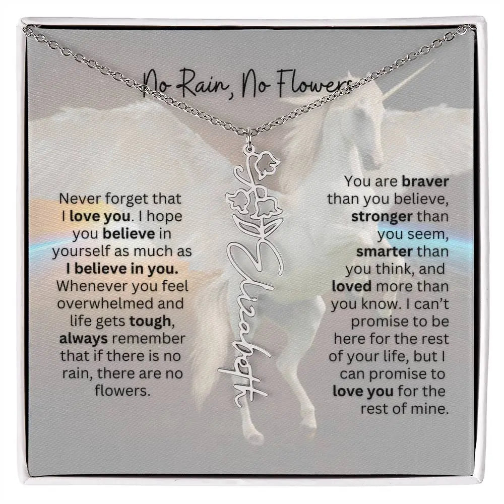 No Rain - No Flowers | Birth Necklace | Name Necklace | Magical Unicorn - Themed Personalized Gift for Daughter, Sister, and Best Friend - Ever Trendy Essentials