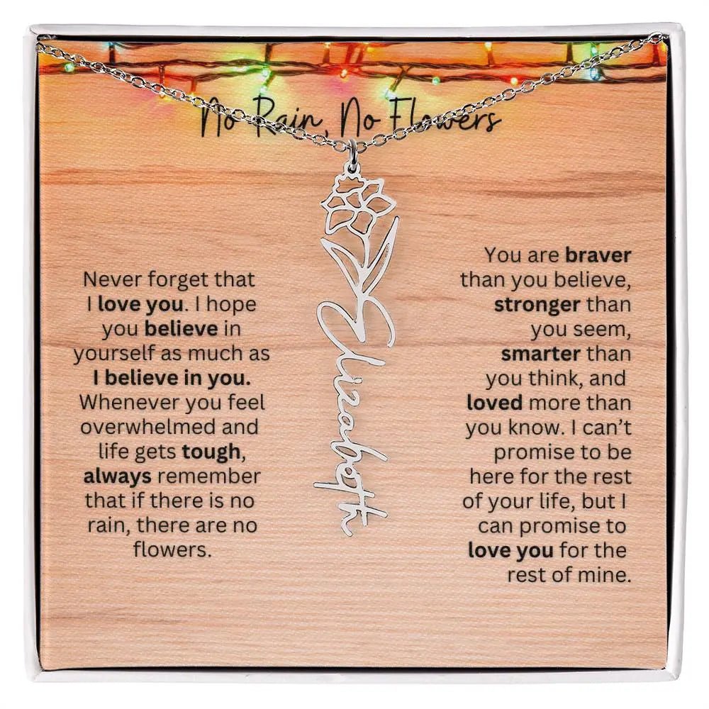 No Rain - No Flowers | Birth Necklace | Name Necklace | Perfect Christmas Gift for Mom, Wife, Daughter, Sister, Best Friend, and Grandma - Ever Trendy Essentials