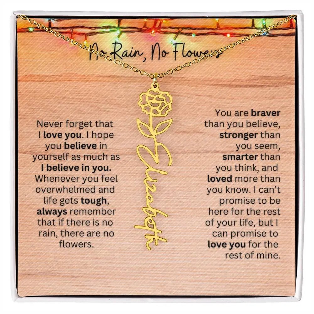 No Rain - No Flowers | Birth Necklace | Name Necklace | Perfect Christmas Gift for Mom, Wife, Daughter, Sister, Best Friend, and Grandma - Ever Trendy Essentials