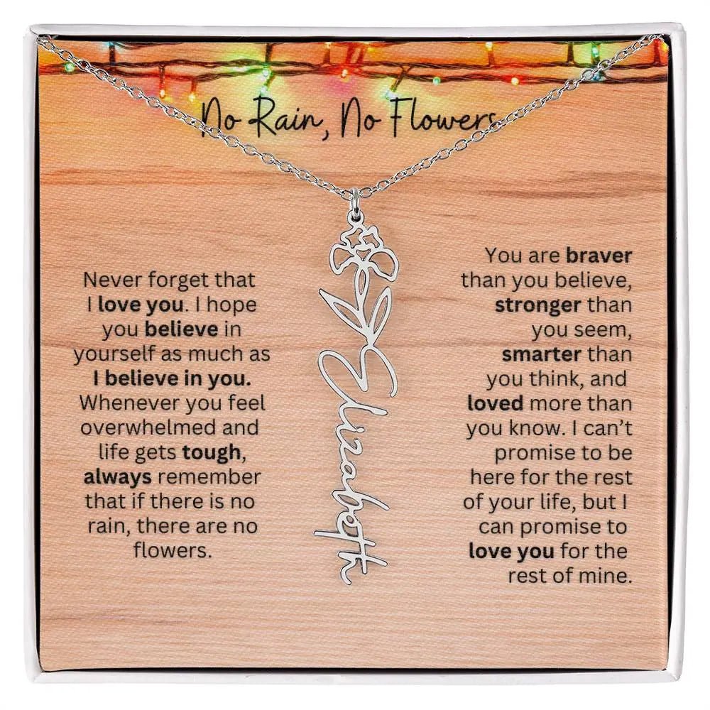No Rain - No Flowers | Birth Necklace | Name Necklace | Perfect Christmas Gift for Mom, Wife, Daughter, Sister, Best Friend, and Grandma - Ever Trendy Essentials