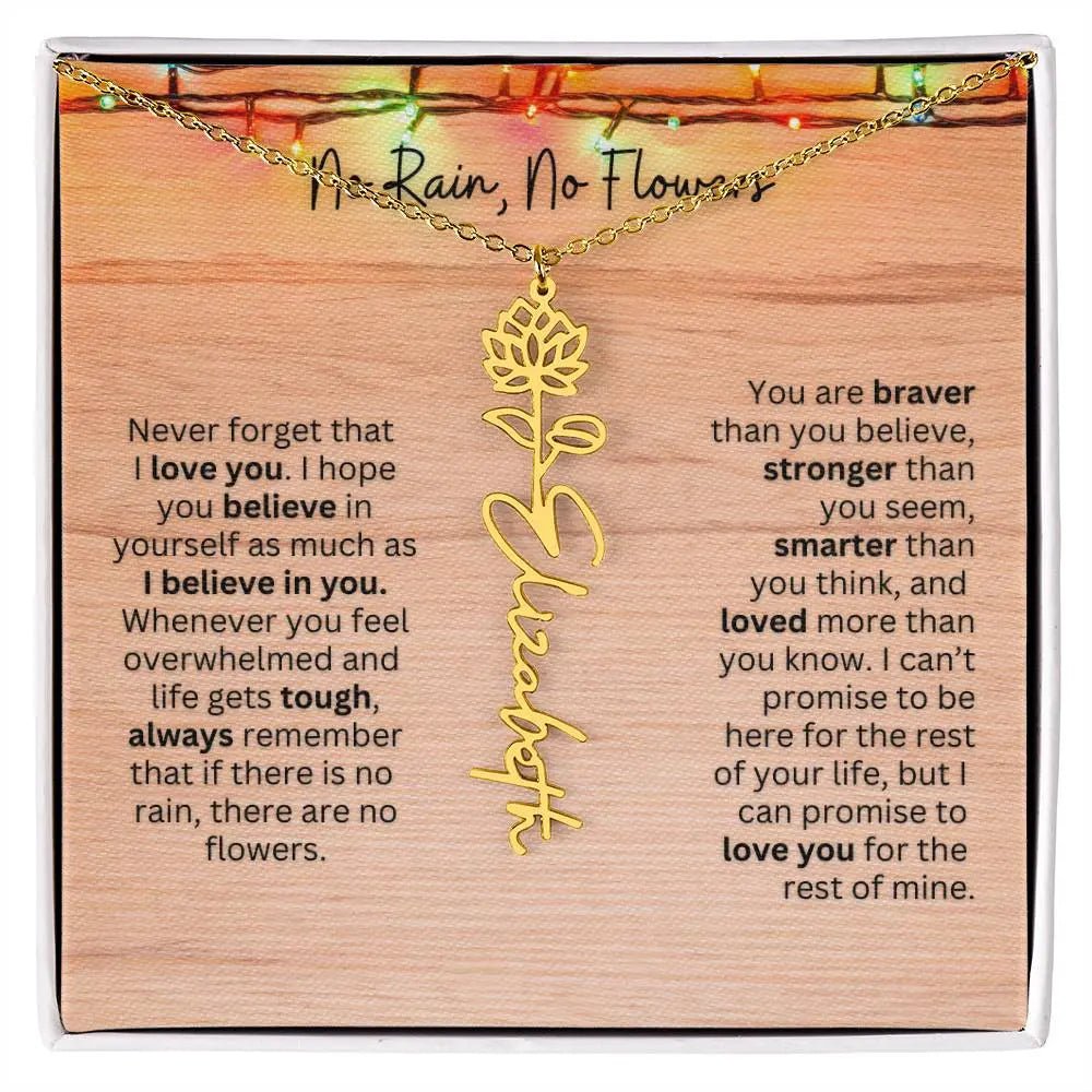 No Rain - No Flowers | Birth Necklace | Name Necklace | Perfect Christmas Gift for Mom, Wife, Daughter, Sister, Best Friend, and Grandma - Ever Trendy Essentials