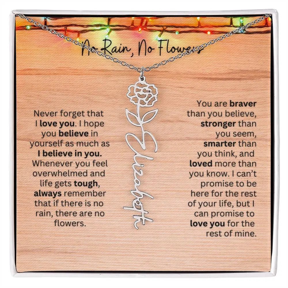 No Rain - No Flowers | Birth Necklace | Name Necklace | Perfect Christmas Gift for Mom, Wife, Daughter, Sister, Best Friend, and Grandma - Ever Trendy Essentials