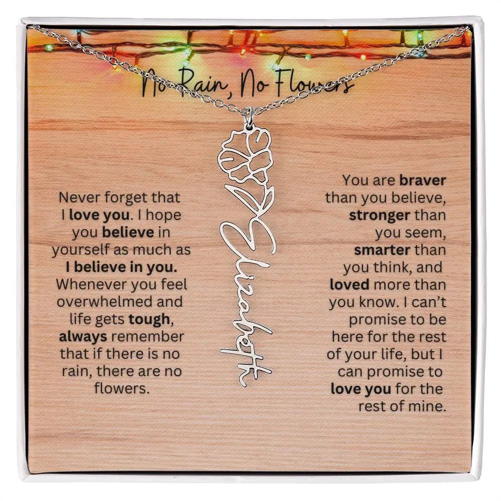 No Rain - No Flowers | Birth Necklace | Name Necklace | Perfect Christmas Gift for Mom, Wife, Daughter, Sister, Best Friend, and Grandma - Ever Trendy Essentials