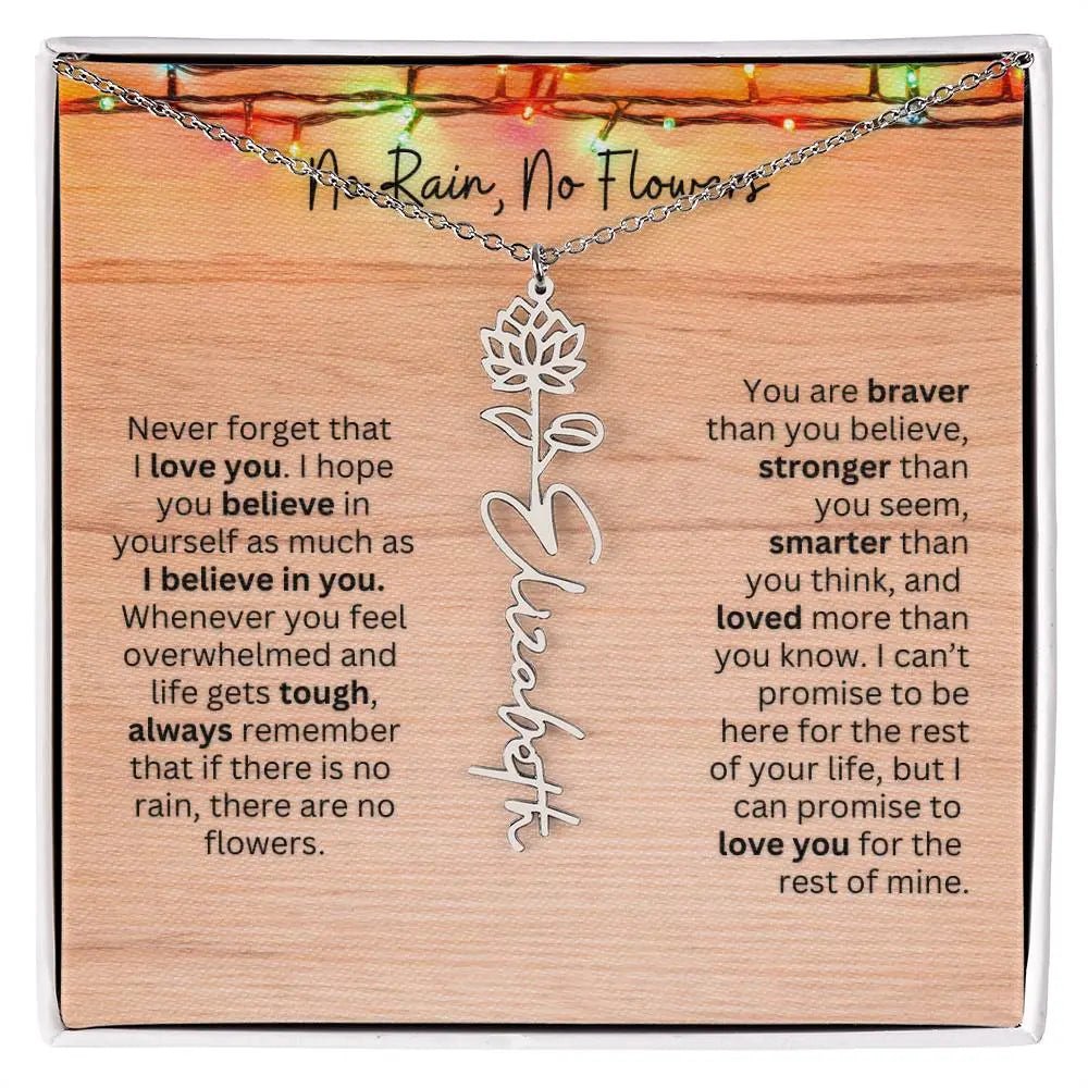 No Rain - No Flowers | Birth Necklace | Name Necklace | Perfect Christmas Gift for Mom, Wife, Daughter, Sister, Best Friend, and Grandma - Ever Trendy Essentials
