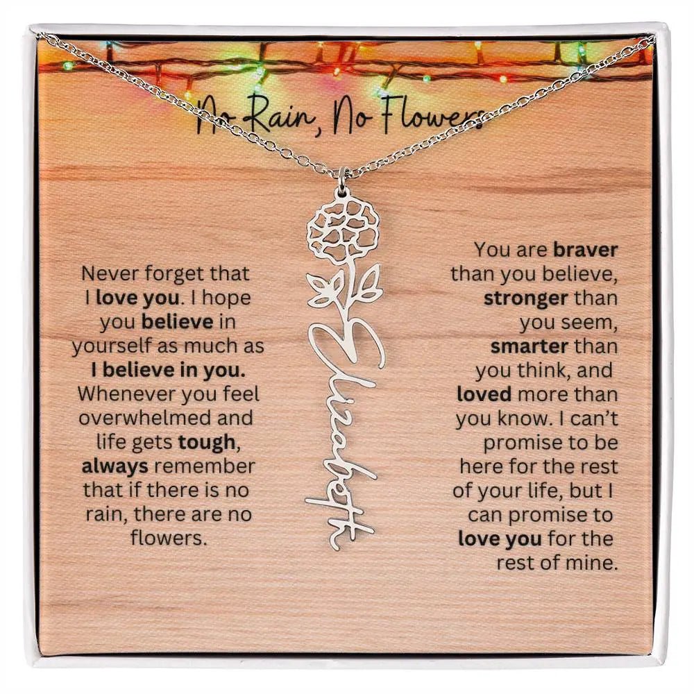 No Rain - No Flowers | Birth Necklace | Name Necklace | Perfect Christmas Gift for Mom, Wife, Daughter, Sister, Best Friend, and Grandma - Ever Trendy Essentials