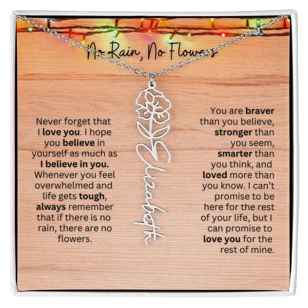 No Rain - No Flowers | Birth Necklace | Name Necklace | Perfect Christmas Gift for Mom, Wife, Daughter, Sister, Best Friend, and Grandma - Ever Trendy Essentials