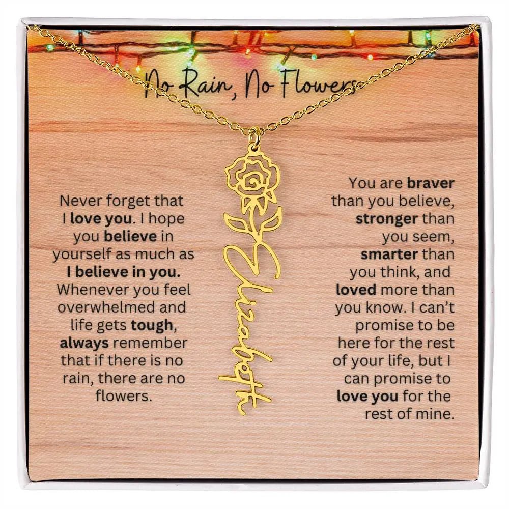 No Rain - No Flowers | Birth Necklace | Name Necklace | Perfect Christmas Gift for Mom, Wife, Daughter, Sister, Best Friend, and Grandma - Ever Trendy Essentials