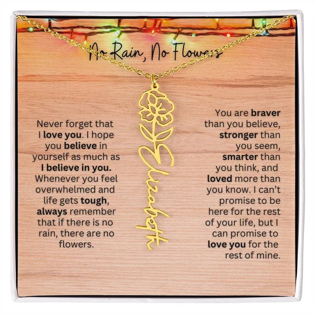 No Rain - No Flowers | Birth Necklace | Name Necklace | Perfect Christmas Gift for Mom, Wife, Daughter, Sister, Best Friend, and Grandma - Ever Trendy Essentials
