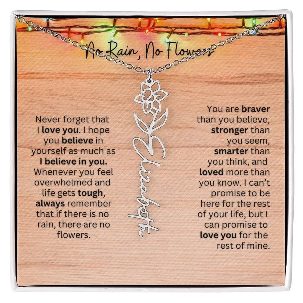No Rain - No Flowers | Birth Necklace | Name Necklace | Perfect Christmas Gift for Mom, Wife, Daughter, Sister, Best Friend, and Grandma - Ever Trendy Essentials